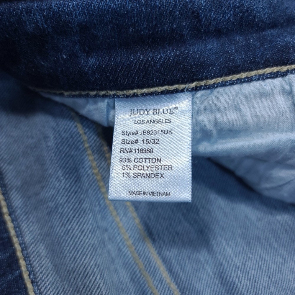 Judy Blue Bootcut Jeans Women Size 15 Blue Dark Wash Frayed Hem Western Cowgirl - Picture 8 of 8